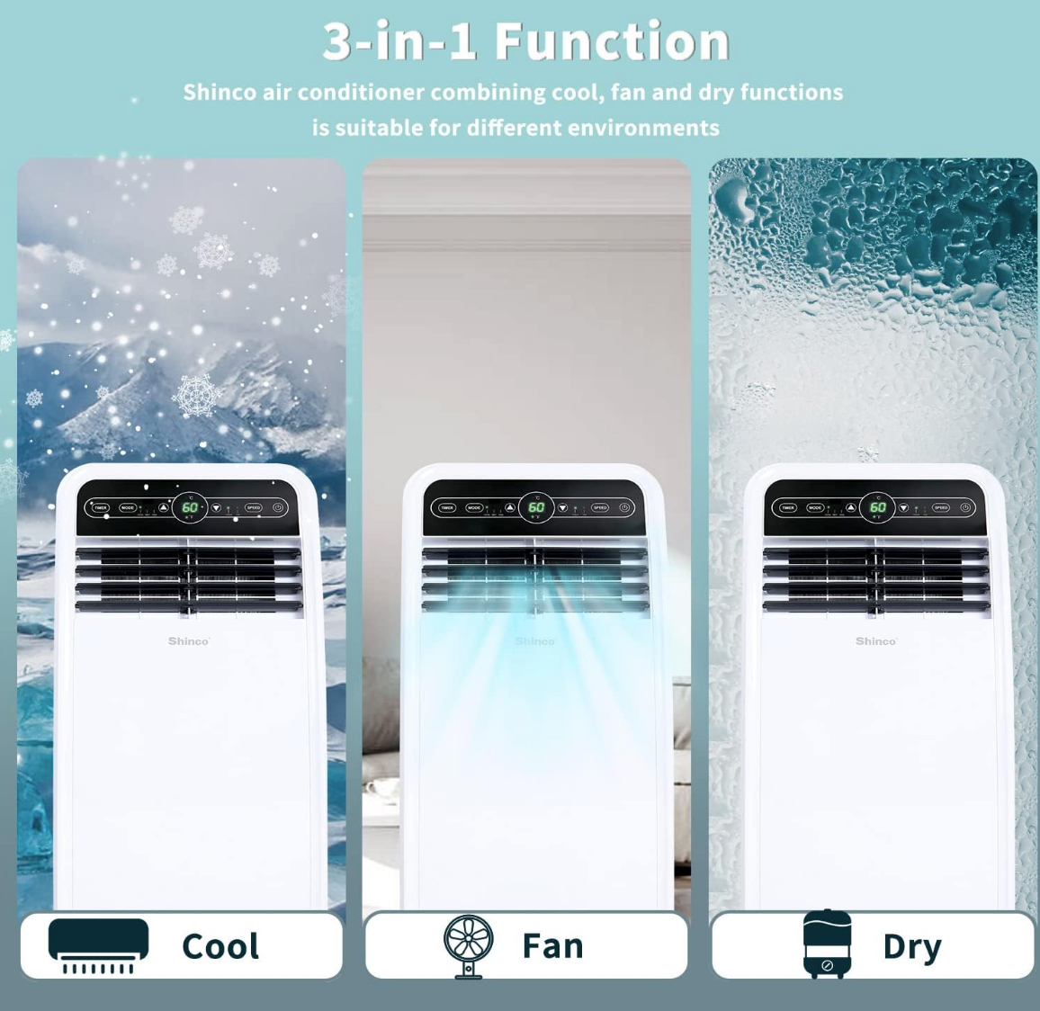 Portable Air Conditioner with 12,000 BTU Cooling, Dehumidifier & Fan Modes – Remote Control & LED Display