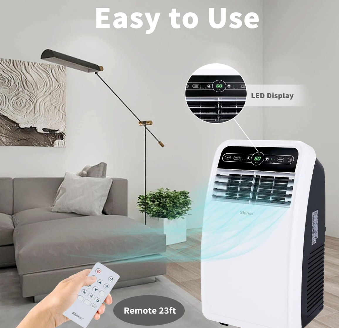 Portable Air Conditioner with 12,000 BTU Cooling, Dehumidifier & Fan Modes – Remote Control & LED Display