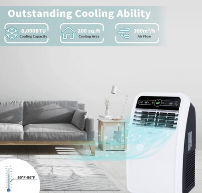 Portable Air Conditioner with 12,000 BTU Cooling, Dehumidifier & Fan Modes – Remote Control & LED Display
